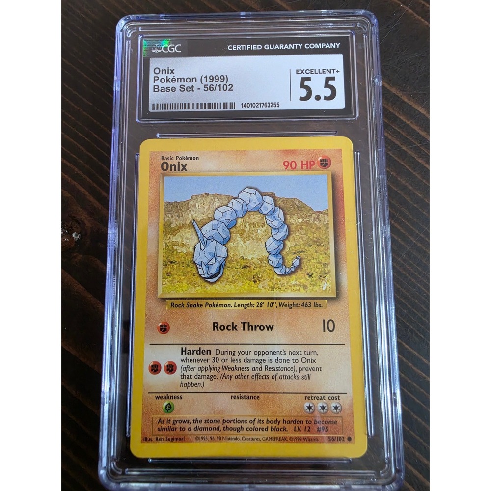 Pokemon 1999 Base Set Onix 56/102 CGC 5.5 Excellent+ Graded Card